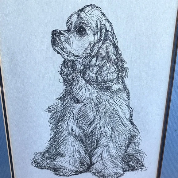 Framed Cocker Spaniel Sketch Art Print - Picture 4 of 6